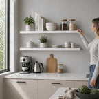 60 inch White Floating Shelves for Wall 8 -inch deep Set of 2, Heavy Duty Solid - Image 2