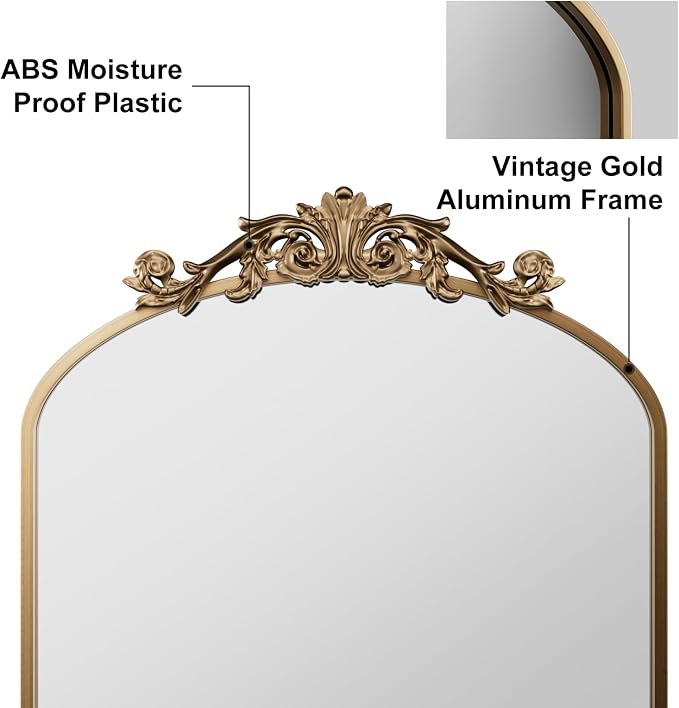 Dewfig Antique Arched Wall Mirror - Image 8