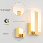 Joosenhouse Modern LED Wall Sconce Set of 2, Brass Warm White Light Wall Sconce - Image 2