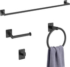 KLJKPA 4 Pieces Bathroom Hardware Set, 32 inch Towel Bar, Matte Black Bathroom by KLJKPA