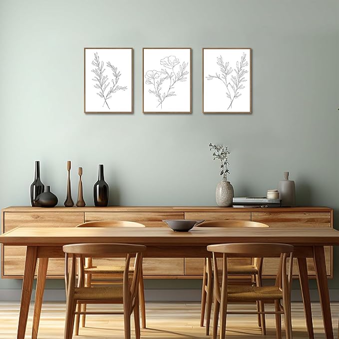 KISSFOX 3 Piece Framed Wall Art Botanical Wall Decor Floral Pictures Wildflower - Image 2