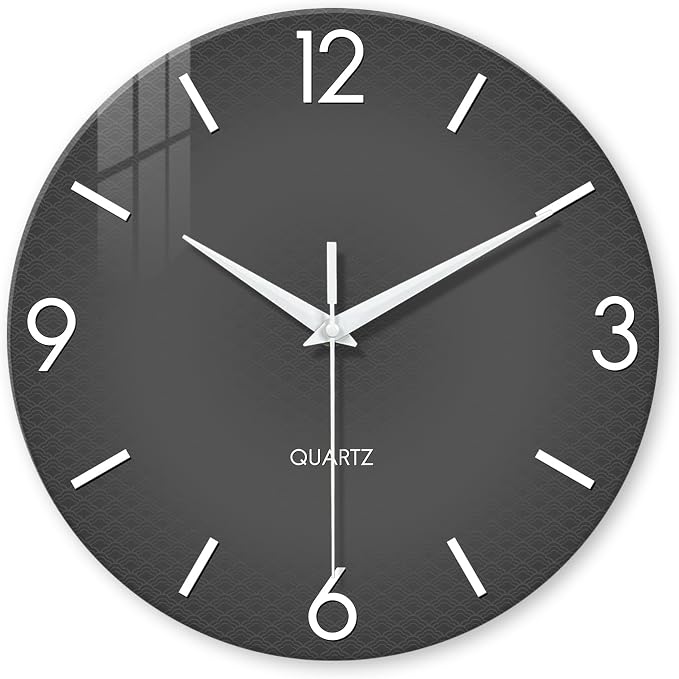 XFM Minimalist Wall Clock 16 Inch Large Grey Wall Clocks Battery Operated Round by XFMWallClock