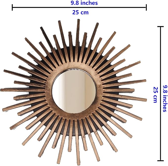 Retor OLD Gold Mirrors for Wall Pack of 3. Round. More Contemporary Sense.Rays - Image 7
