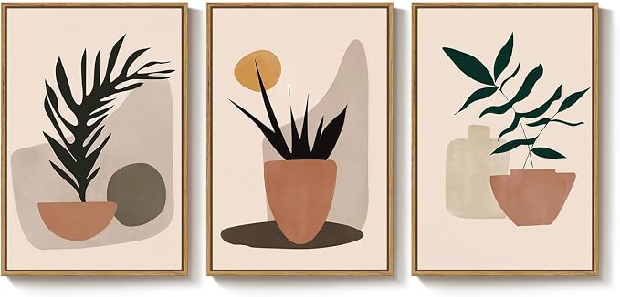 Framed Boho Botanical Canvas Wall Art Prints, Elegant Boho Plant Pictures - Image 9
