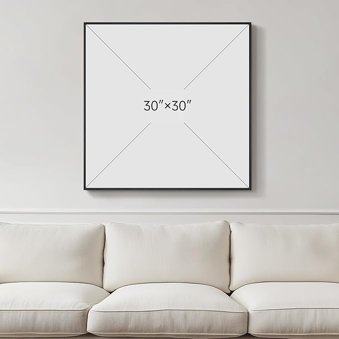Framed Blue Abstract Wall Art for Living Room, Large Coastal Canvas Artwork for - Image 3