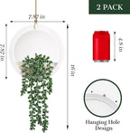Der Rose 2 Pack Fake Plants Hanging Artificial Succulents Plants in White Pots - Image 3