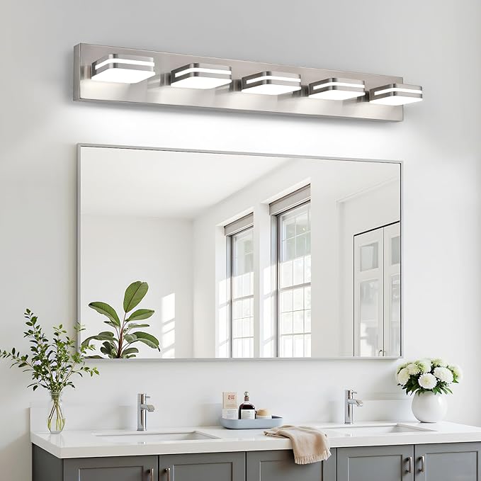 360° Rotate LED Bathroom Vanity Light Fixtures, 2100LM Acrylic Brushed Nickel - Image 4