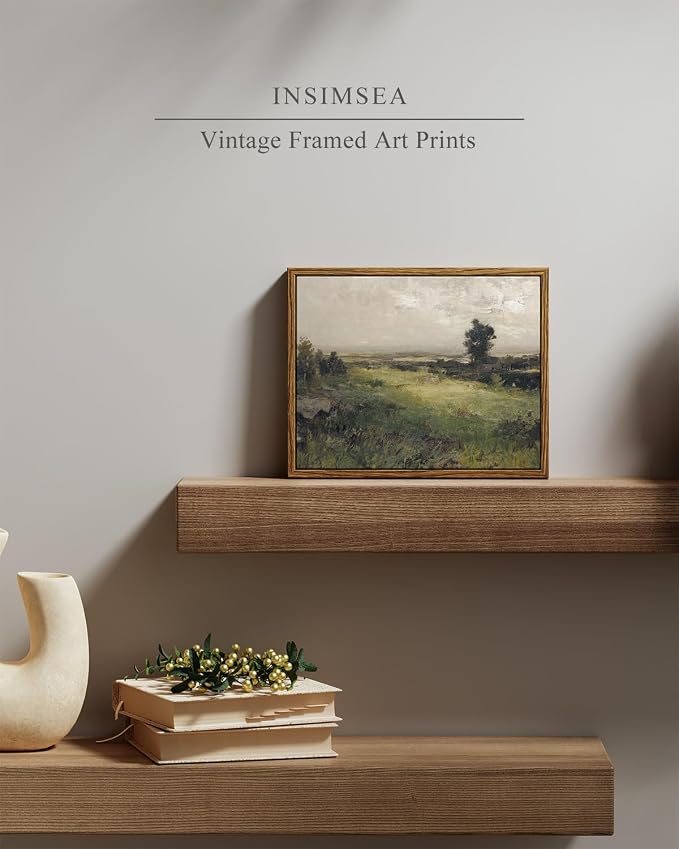 InSimSea Framed Canvas Wall Art Vintage Decor, The Vast Grassland Wall Art Room - Image 4