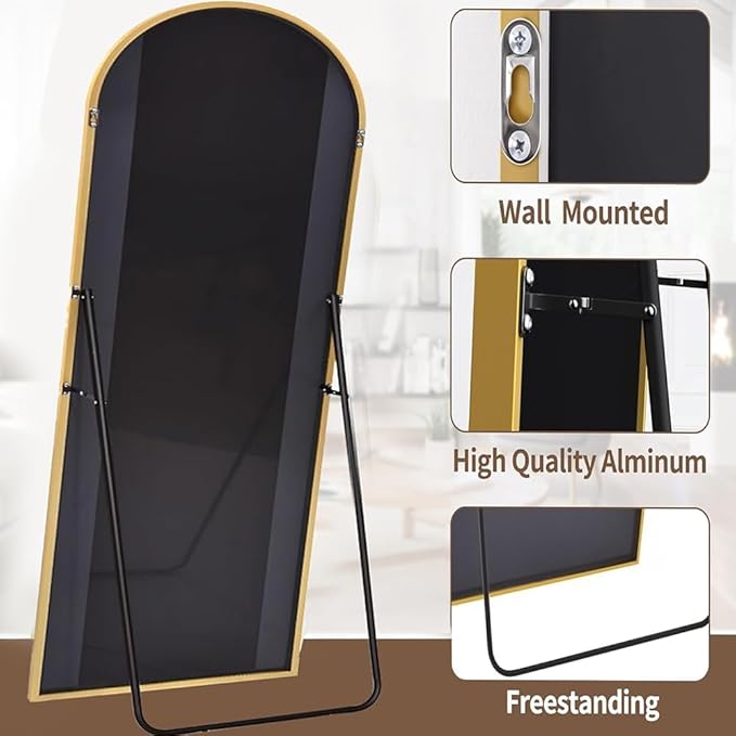 Prywot Full Length Mirror, Oversized 81"x41" Arched-Top Floor Mirror, Free - Image 6