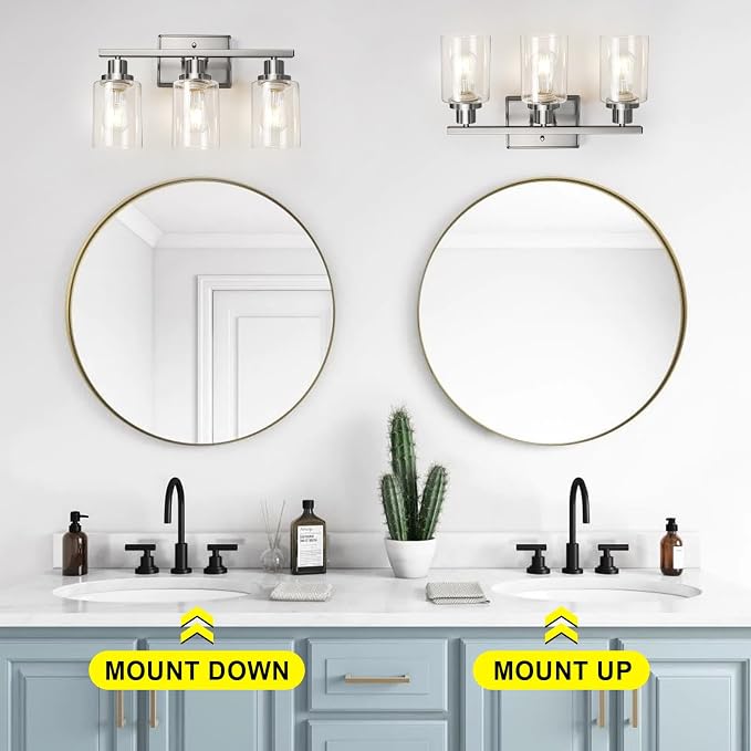 Ascher Bathroom Vanity Light Fixtures, 3 Light Wall Sconces Lighting - Image 8