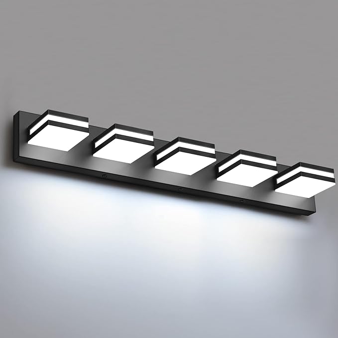 IZORRO LED Modern Bathroom Lights Fixtures, Matte Black Acrylic Wall Lighting by IZORRO