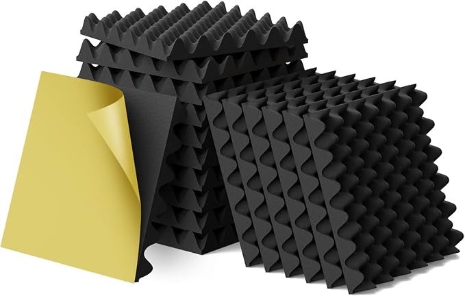 6 Pack 1.5"X12"X12" Acoustic Foam, Self Adhesive Sound Proof Egg Crate Foam by WVOVW
