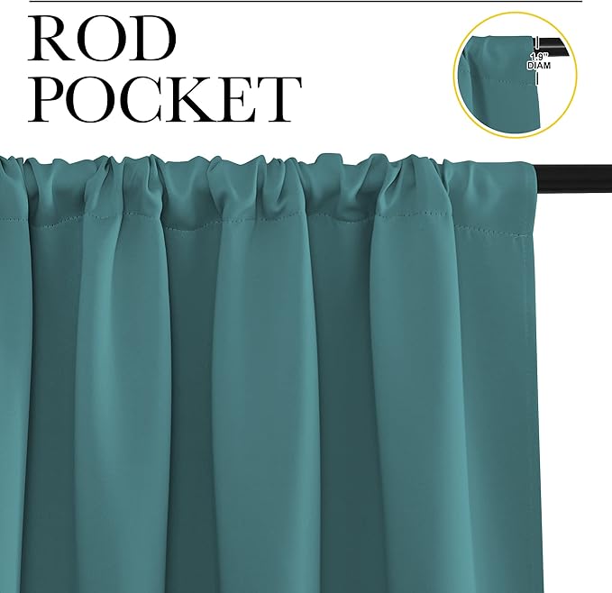 NICETOWN Blackout Curtains for Living Curtains, Sea Teal, 2 Panels, 42 by 72 - Image 2