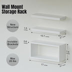 RICHER HOUSE White Floating Shelves Set of 3, Modern Bathroom Shelves Wall - Image 2
