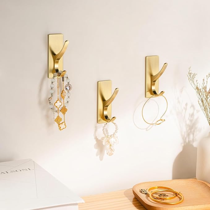 pickpiff Brushed Gold Self Adhesive Coat Hooks - Image 6