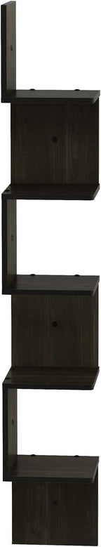 Furinno Rossi Wall Mount Floating Corner Shelf, 5-Tier Square - Image 9