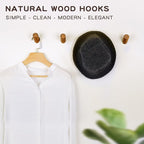 Felidio Wood Wall Hooks, 4 Pack Coat Hooks Wall Mounted, Rustic Wooden Heavy - Image 2