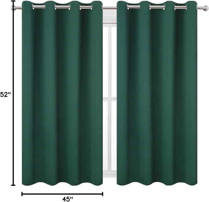 LEMOMO Blackout Curtains 52 x 45 inch/Green Curtains Set of 2 Panels/Thermal - Image 10
