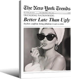 FuSatisYilife Trendy Newspaper Framed Posters Better Late Than Ugly Wall Art by FuSatisYilife