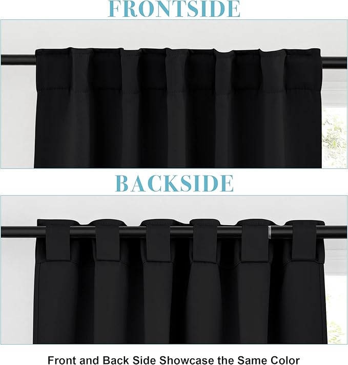 RYB HOME Blackout Curtains for Bedroom, Back Tab Curtain Drapes for Dining - Image 2