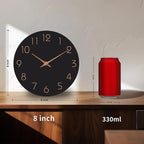 Mosewa Wall Clock 8 Inch Black Battery Operated Silent Non Ticking Simple - Image 7