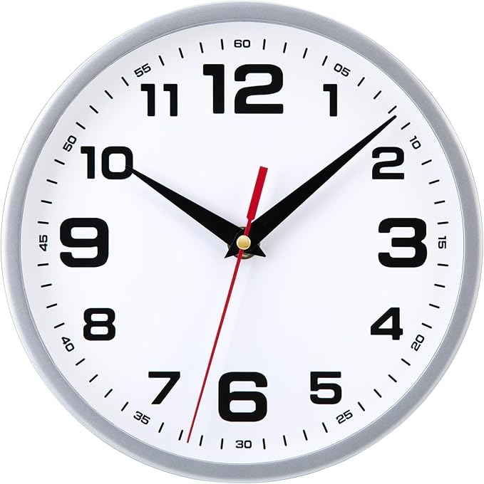 Wall Clock Silent Non-Ticking 8 Inch Modern Clocks Battery Operated Small by Warminn