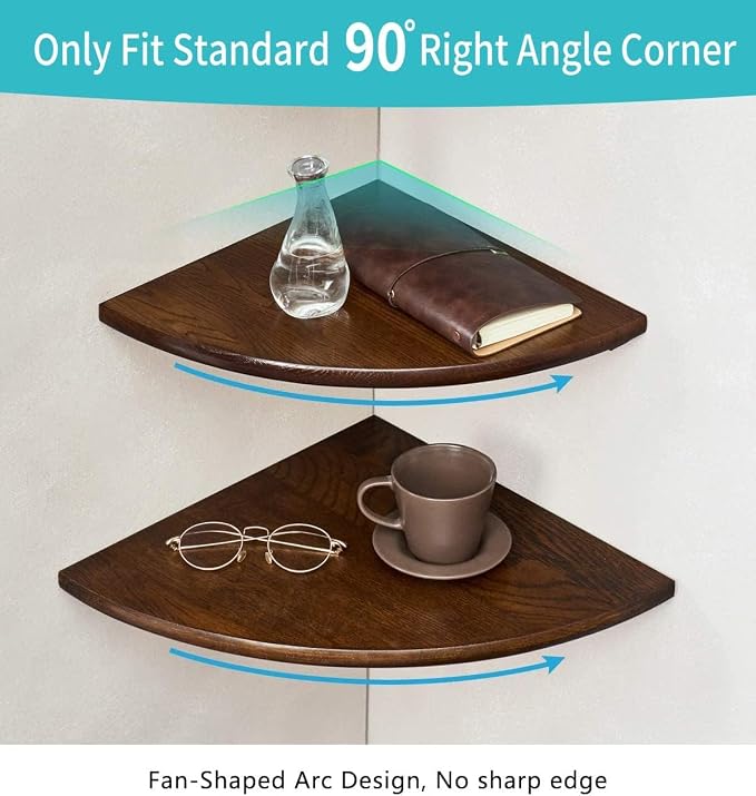 Corner Shelves, Floating Corner Shelf, Round End - Image 2