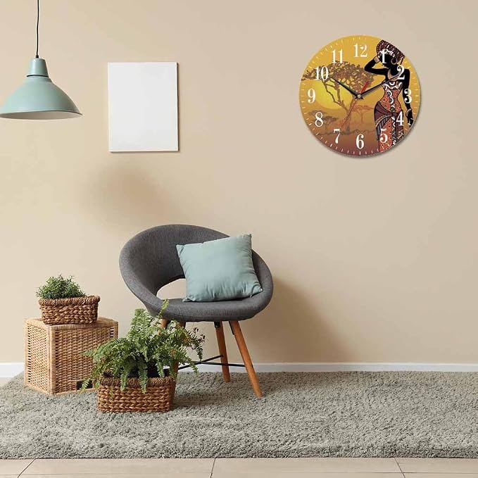 Mxocom African Woman Wall Clock Beautiful Black Woman - Image 6