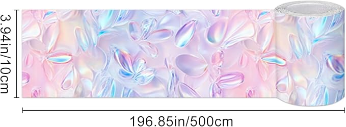 HOMETITUTE Wallpaper Border Peel and Stick Wall Border 4x196 Inch Iridescent - Image 3