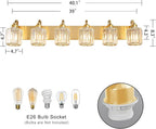 Modern Bathroom Vanity Light 6-Lights Brass Gold Vanity Light Crystal Wall - Image 4