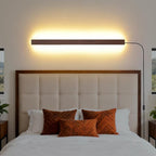 KELUOLY Farmhouse Plug in Long Wall Sconce, 31.4 inch Faux Walnut Finish LED by KELUOLY