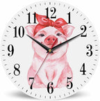 Mxocom Pink Pig Wall Clock Funny Cartoon Pig Wearing Red Bandana 10 Inch Silent by Mxocom
