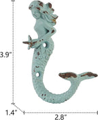 SOFFEE DESIGN 2PCS Green Mermaid Side Profile Hooks, Beach Themed Towel Hangers - Image 4