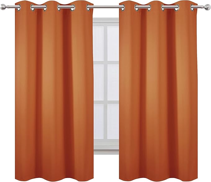 LEMOMO Orange Blackout Curtains 42 x 63 Inch Length/Set of 2 Curtain - Image 2
