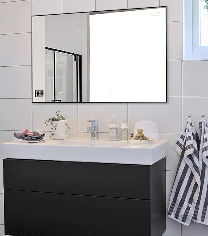 Modern Simple Black Frame 40x24Inch Mirror - Image 7