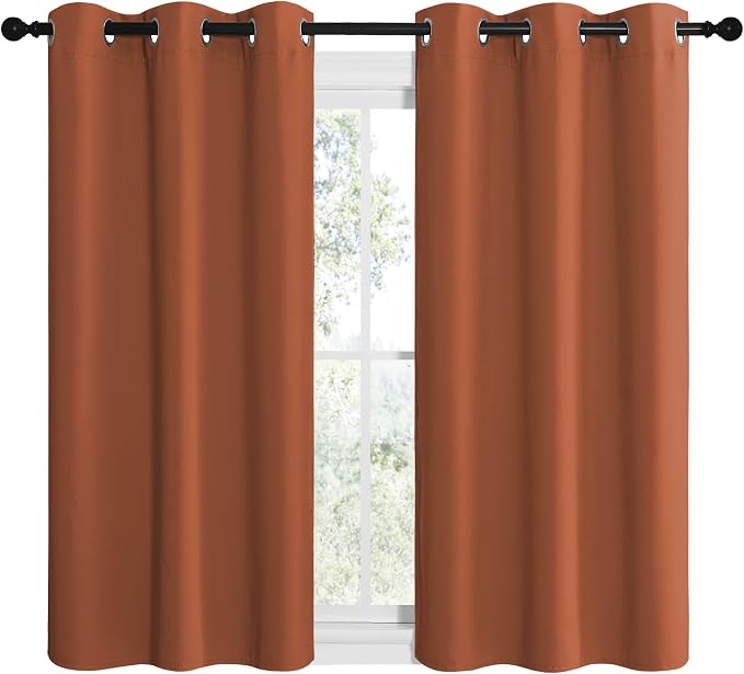 NICETOWN Bedroom Halloween Curtains 48 inches Long, Burnt Orange Privacy and - Image 2