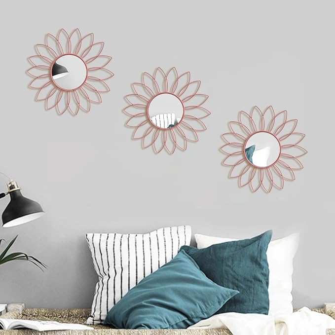 3 Pack Metal Mirrors for Wall Sunburst Wall Mirrors Home Décor Decorative - Image 6