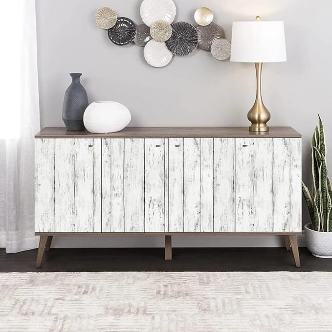 Arthome 11 x 100 inches White Gray, Peel and Stick Wallpaper, Wood Contact Paper - Image 4