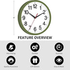Rohioue Wall Clock Modern 8 Inch Battery Operated Silent Non Ticking Small - Image 3