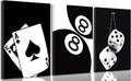 BOKPEN 3Pcs Black and White Poker Dice Canvas Wall Art Lucky You Poster Prints by bokpen