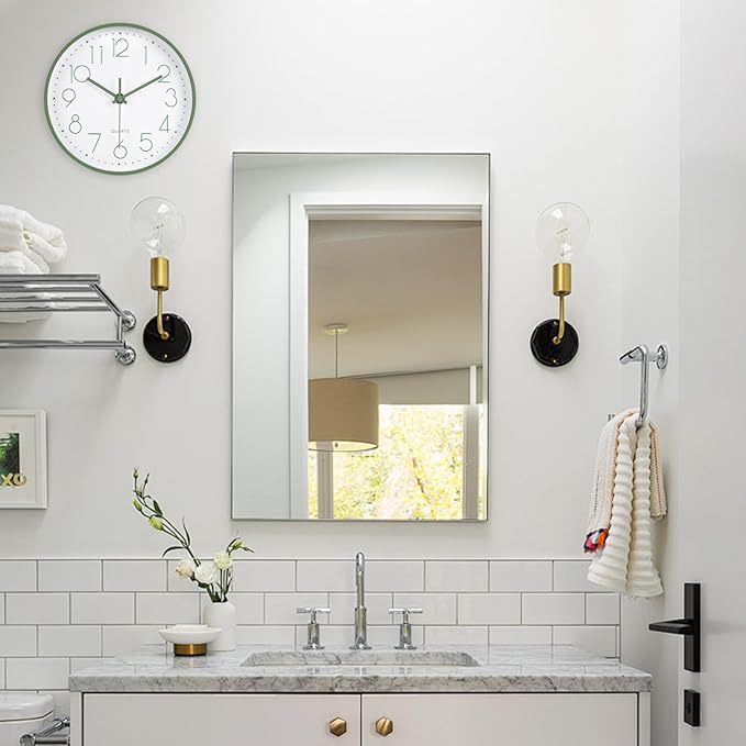 Modern Green Bathroom Wall Clocks 8 Inch Non-Ticking Battery Operated - Image 4