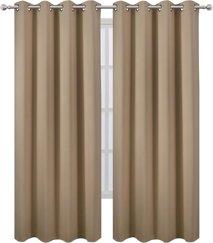 LEMOMO Blackout Curtains 52 x 84 inches Long Natural Curtains Set of 2 Panels - Image 2