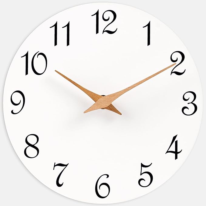 Mosewa Wall Clock White Silent Non Ticking Battery Operated Simple Minimalist by MOSEWAWALLCLOCK
