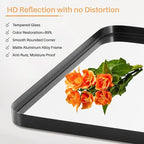 Bathroom Mirror for Wall, 30x22 Inch Rectangle Mirror, Matte Black Metal Framed - Image 5