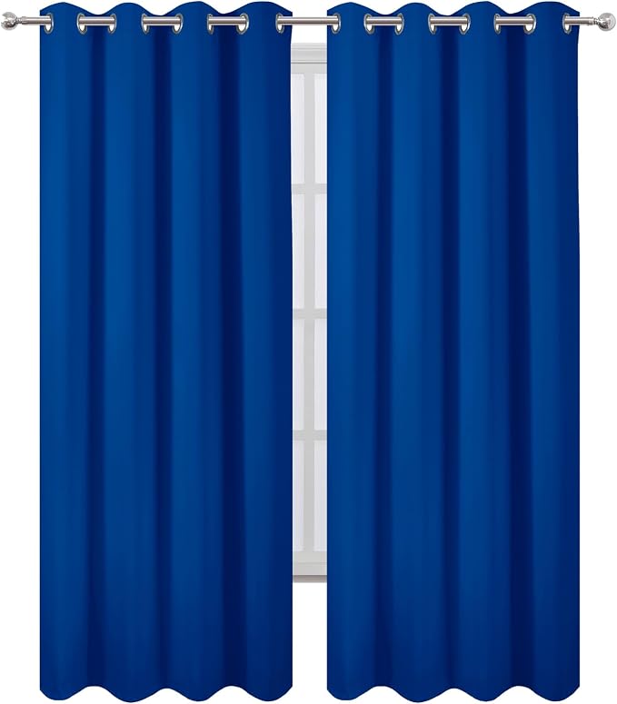 LEMOMO Blackout Curtains 52 x 90 Inch Long Royal Blue Curtains Set of 2 Panels - Image 2