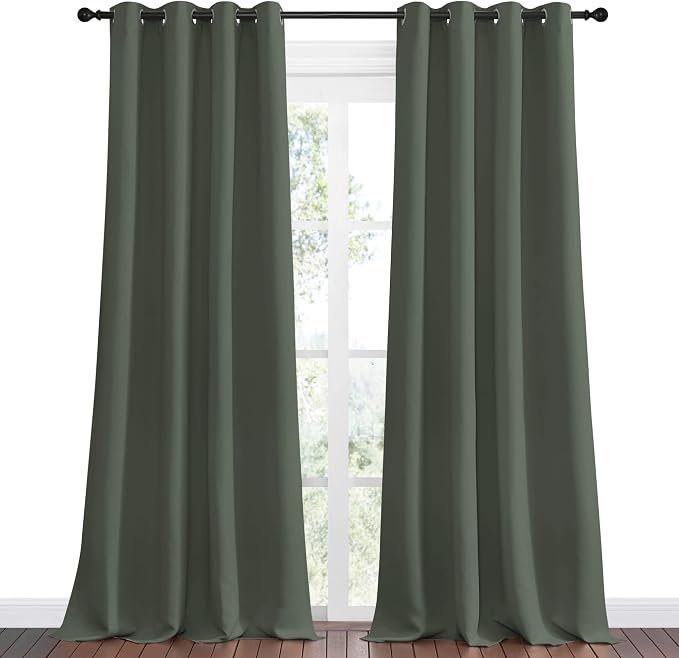 NICETOWN Dark Mallard Blackout Draperies Curtains, 55 inches Wide by 102 inches - Image 2