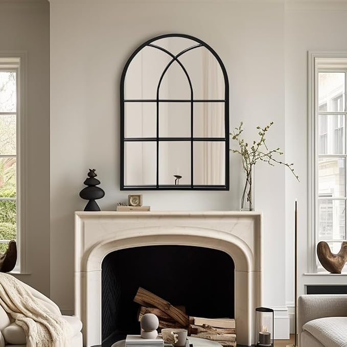 Dewfig Arched Window Wall Mirror, Vanity Mirrors - Image 3