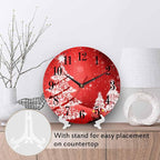 Mxocom Christmas Wall Clock White Christmas Tree Winter Snowflake New Year Red - Image 3