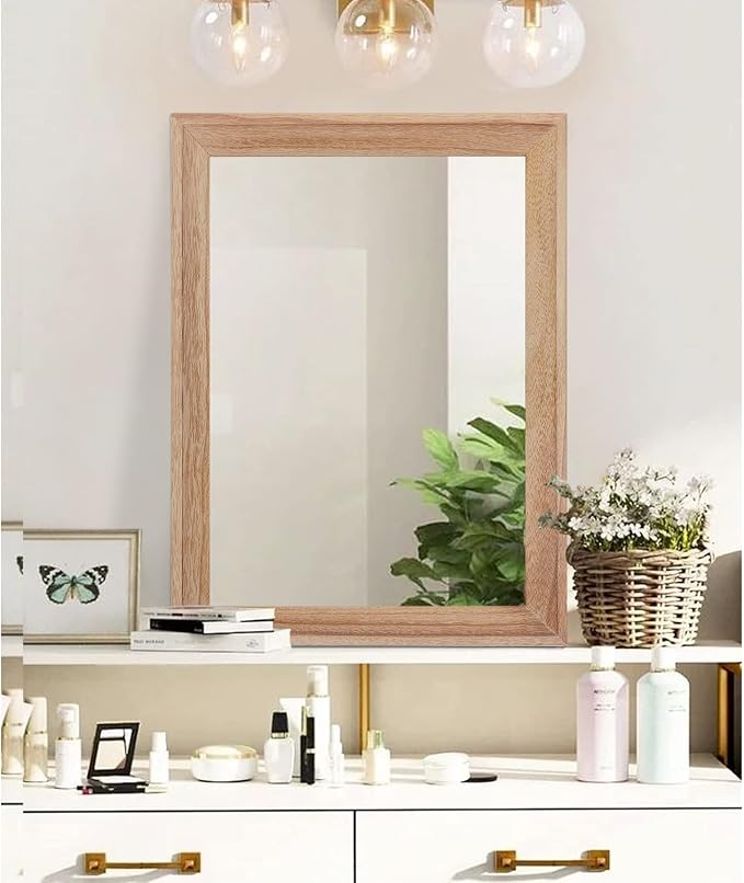 AAZZKANG Rustic Mirrors for Wall Rectangle Wooden Frame Hanging Mirror for - Image 4