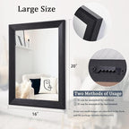 AAZZKANG Black Mirrors for Wall Rectangle Wood Framed Large 20"x16" Decorative - Image 2